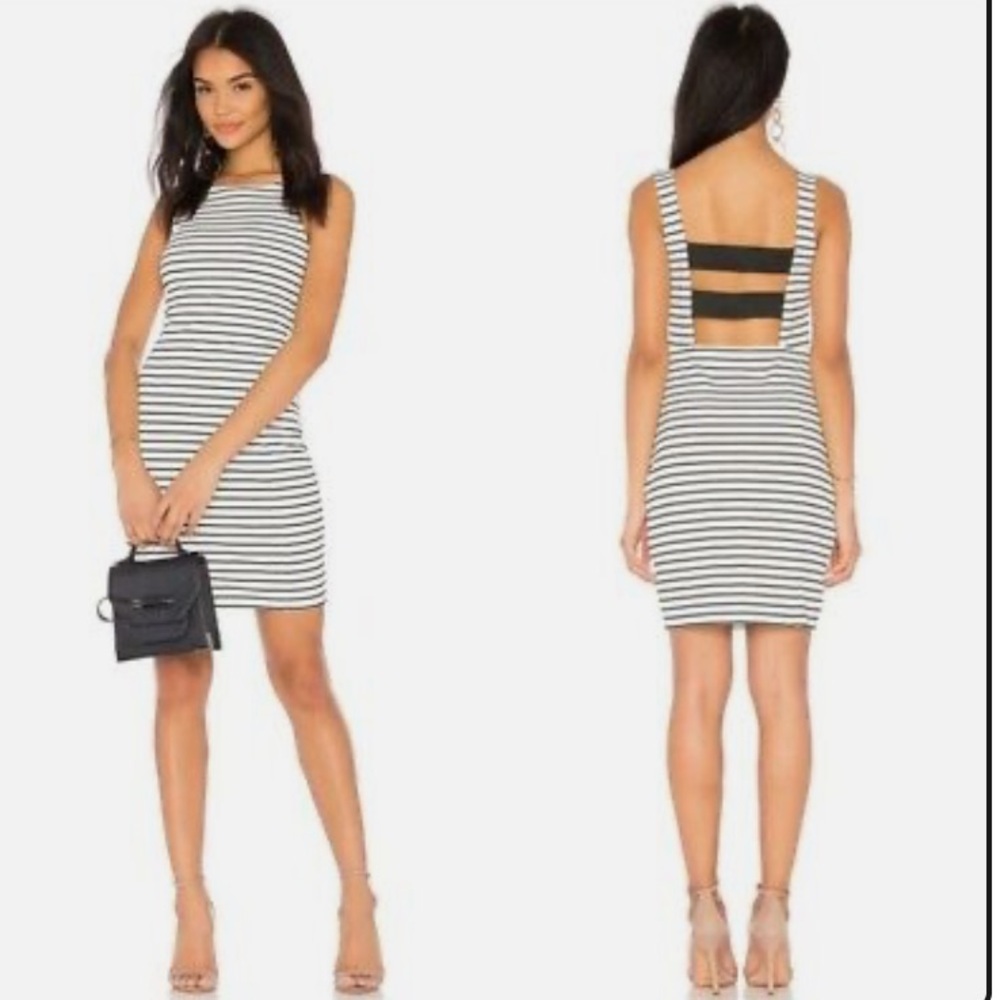 Jack by BB Dakota Bodycon White and Black Striped Sleeveless Dress Size Medium